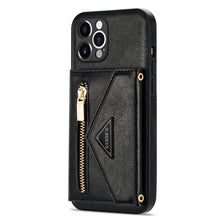 Load image into Gallery viewer, Casekis Crossbody Strap Leather Magnetic Wallet Phone Case Black
