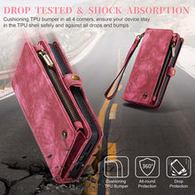 Load image into Gallery viewer, Casekis Wrist Strap Zipper Wallet Phone Case Red
