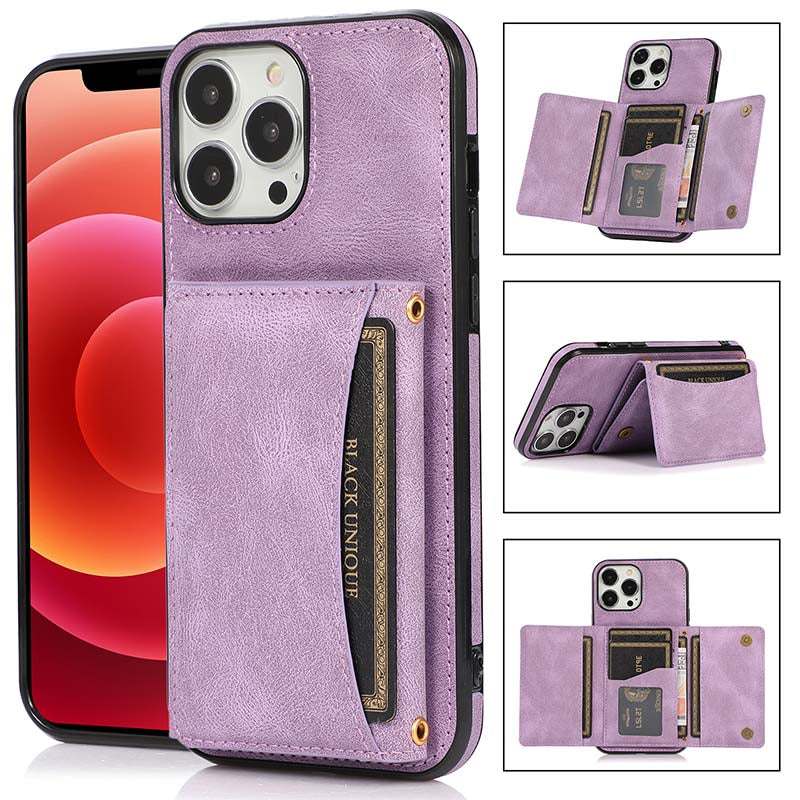 Casekis Wallet Case Tri-fold Cardholder Phone Case Purple