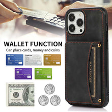 Load image into Gallery viewer, Casekis Wallet Case Tri-fold Cardholder Phone Case Black
