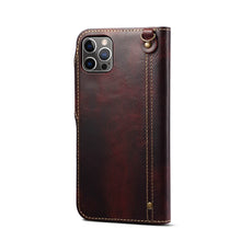 Load image into Gallery viewer, Casekis Genuine Cowhide Leather Button Flip Phone Case Red
