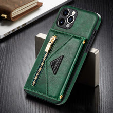 Load image into Gallery viewer, Casekis Crossbody Strap Leather Magnetic Wallet Phone Case Green

