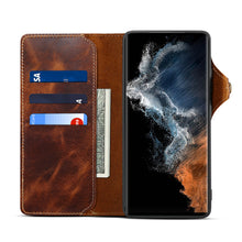Load image into Gallery viewer, Casekis Genuine Cowhide Leather Button Flip Phone Case For Galaxy S22 Ultra 5G
