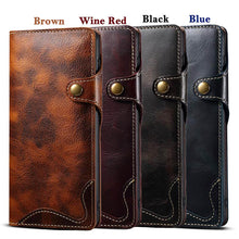 Load image into Gallery viewer, Genuine Cowhide Leather Button Flip Phone Case For Samsung Galaxy S21 Plus 5G - Casekis
