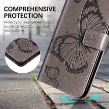 Load image into Gallery viewer, Casekis Embossed Butterfly Wallet Phone Case Gray
