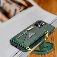 Load image into Gallery viewer, Casekis Crossbody Strap Leather Magnetic Wallet Phone Case Green
