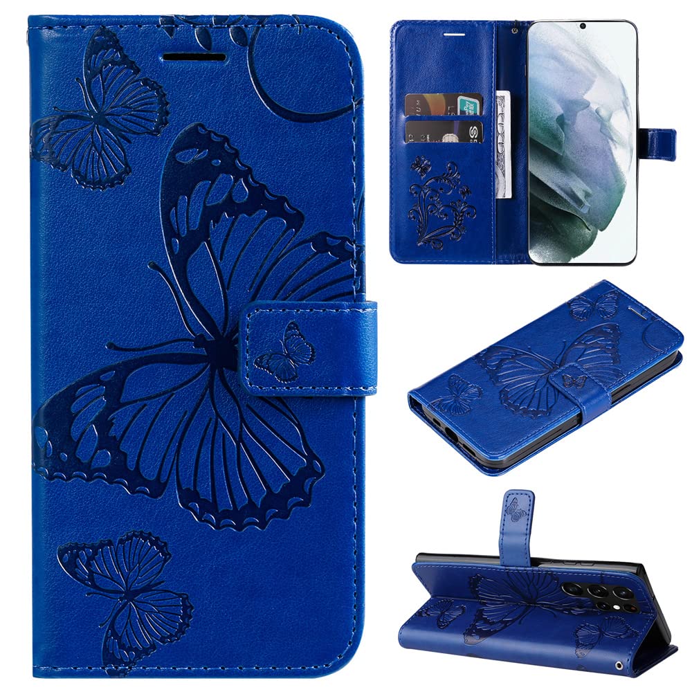 Casekis Embossed Butterfly Wallet Phone Case Blue