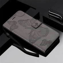 Load image into Gallery viewer, Casekis Embossed Butterfly Wallet Phone Case Gray
