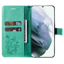 Load image into Gallery viewer, Casekis Embossed Butterfly Wallet Phone Case Green
