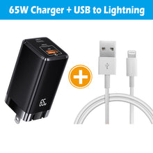 Load image into Gallery viewer, 65W GaN Charger 3-Port PD Portable Charger
