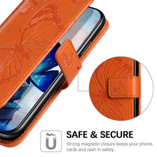 Load image into Gallery viewer, Casekis Embossed Butterfly Wallet Phone Case Orange
