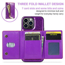 Load image into Gallery viewer, Casekis Glitter Cardholer Magnetic Phone Case Dark Purple
