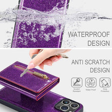 Load image into Gallery viewer, Casekis Glitter Cardholer Magnetic Phone Case Dark Purple
