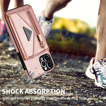Load image into Gallery viewer, Casekis Crossbody Strap Leather Magnetic Wallet Phone Case Rose Gold
