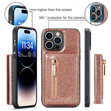 Load image into Gallery viewer, Casekis Glitter Cardholer Magnetic Phone Case Rose Gold
