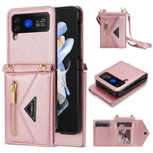 Load image into Gallery viewer, Casekis Crossbody Strap Leather Magnetic Wallet Case For Galaxy Z Flip 4 5G
