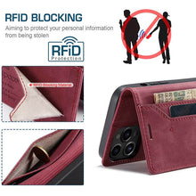 Load image into Gallery viewer, Casekis Retro RFID Wallet Phone Case Red
