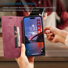 Load image into Gallery viewer, Casekis Retro RFID Wallet Phone Case Red
