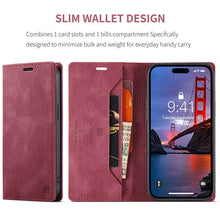 Load image into Gallery viewer, Casekis Retro RFID Wallet Phone Case Red
